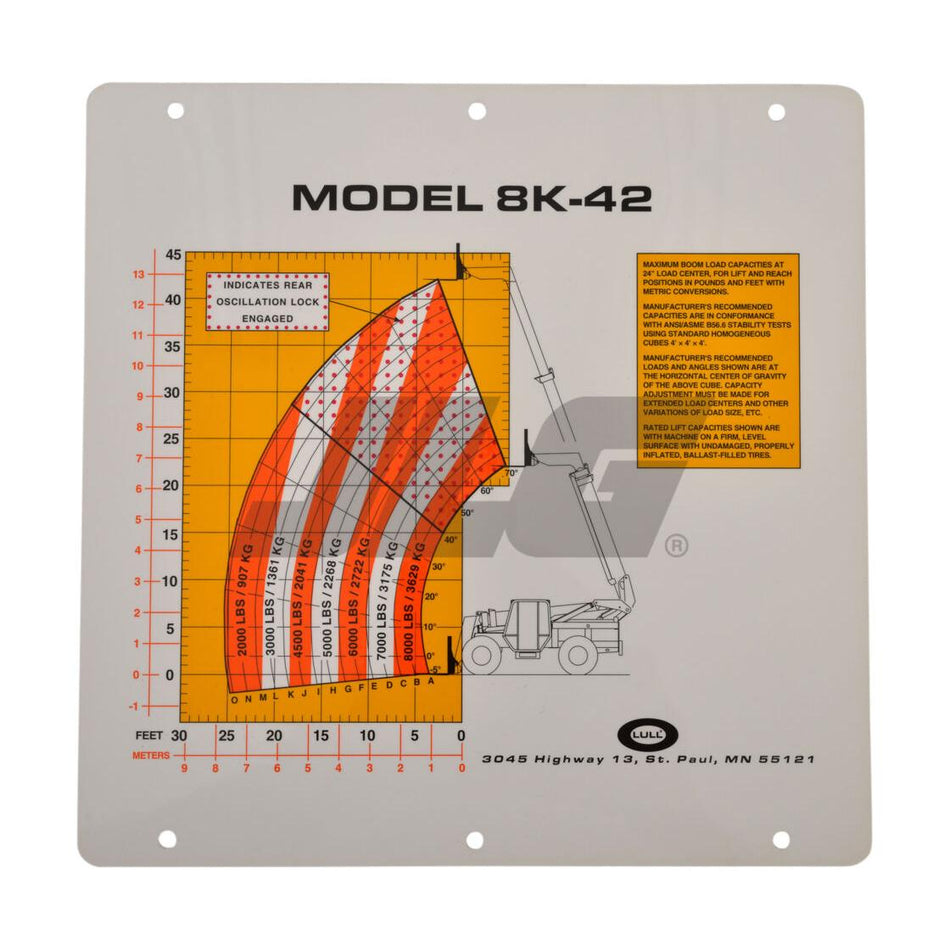 JLG Part # 10238969 - FLIP CARD. MODEL 8K-42 WITH 10
