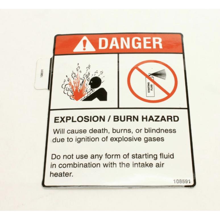 Genie Part # 108591. 108591GT - DECAL. DANGER. STARTING FLUID