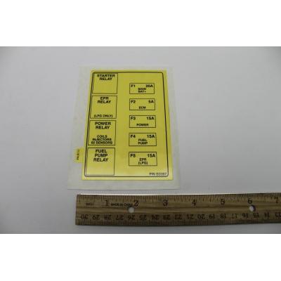 Genie Part # 111878. 111878GT - DECAL. FUSE AND RELAY TME27