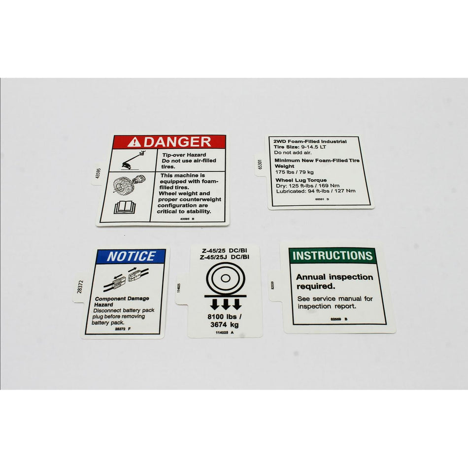 Genie Part # 114020. 114020GT - DECAL KIT.Z45 DC & BI.WORDS