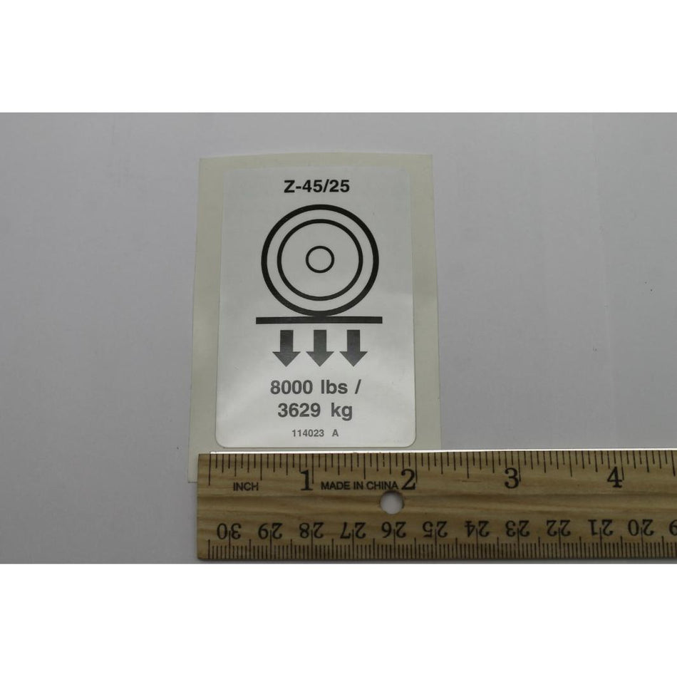 Genie Part # 114023. 114023GT - DECAL.LABEL.WHEEL LOAD Z4525