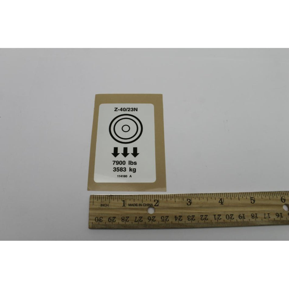 Genie Part # 114180. 114180GT - DECAL.WHEEL LOAD