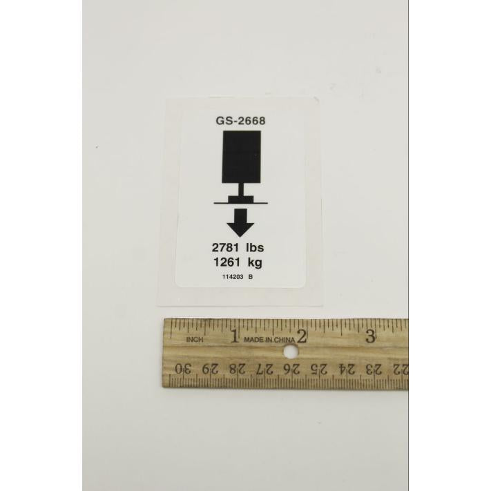 Genie Part # 114203. 114203GT - DECAL.LABEL.OUTRIGGER LD 2668