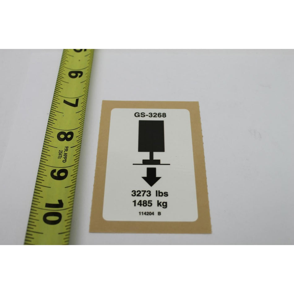 Genie Part # 114204. 114204GT - DECAL.LABEL.OUTRIGGER LD 3268