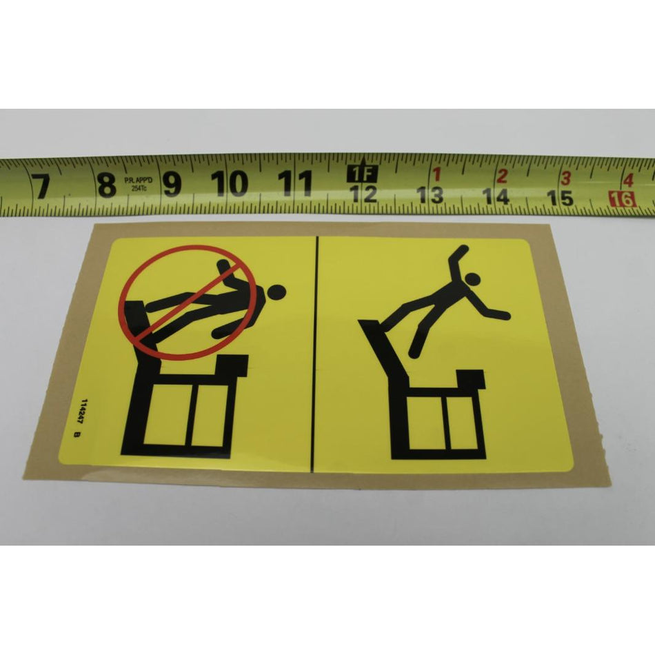 Genie Part # 114247. 114247GT - DECAL.LABEL.FALL HAZARD***