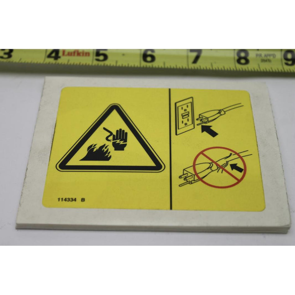 Genie Part # 114334. 114334GT - DECAL SYMBOL ELECTRIC HAZARD PLUG