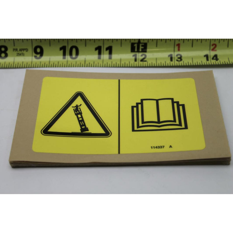 Genie Part # 114337. 114337GT - DECAL SYMBOL TIP OVER LIMIT SWITCH
