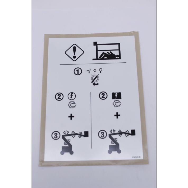 Genie Part # 114343. 114343GT - DECAL.LABEL.EMERGENCY DOWN