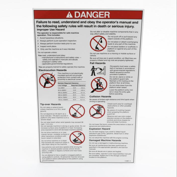 Genie Part # 114389. 114389GT - DECAL.DANGER.GENERAL SAFETY