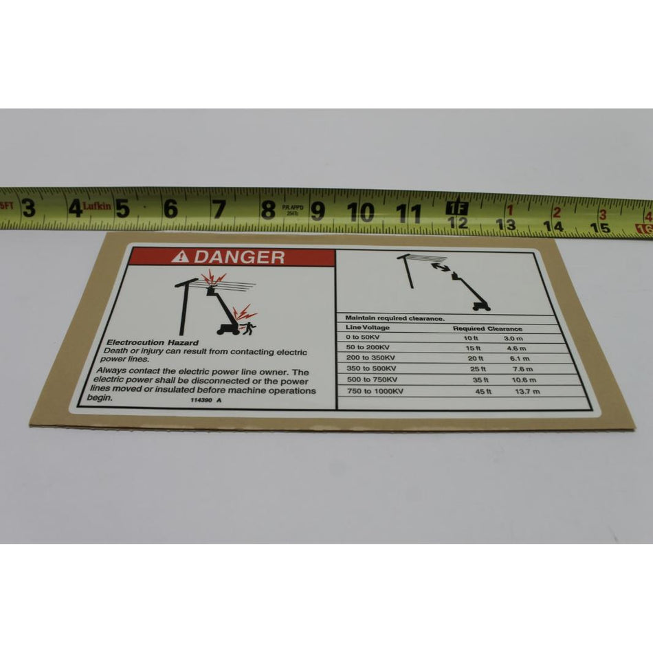 Genie Part # 114390. 114390GT - DECAL.DANGER.ELECT HAZARD***