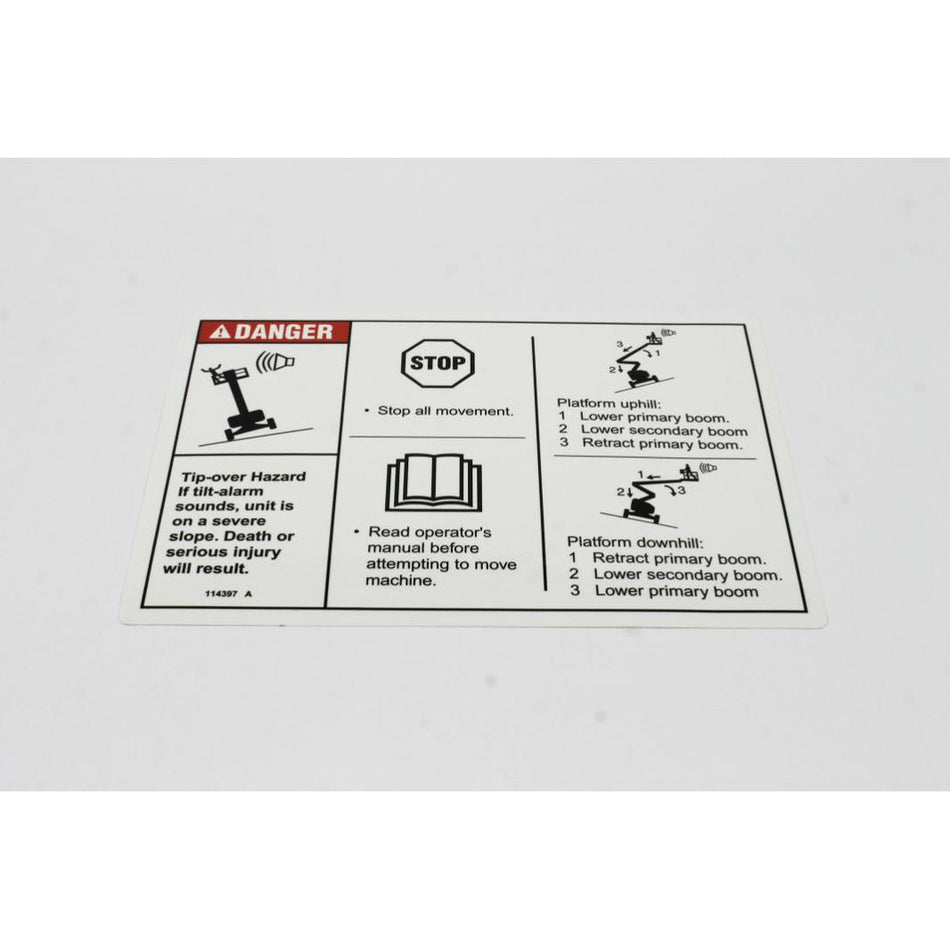 Genie Part # 114397. 114397GT - DECAL.DANGER.TILT ALARM
