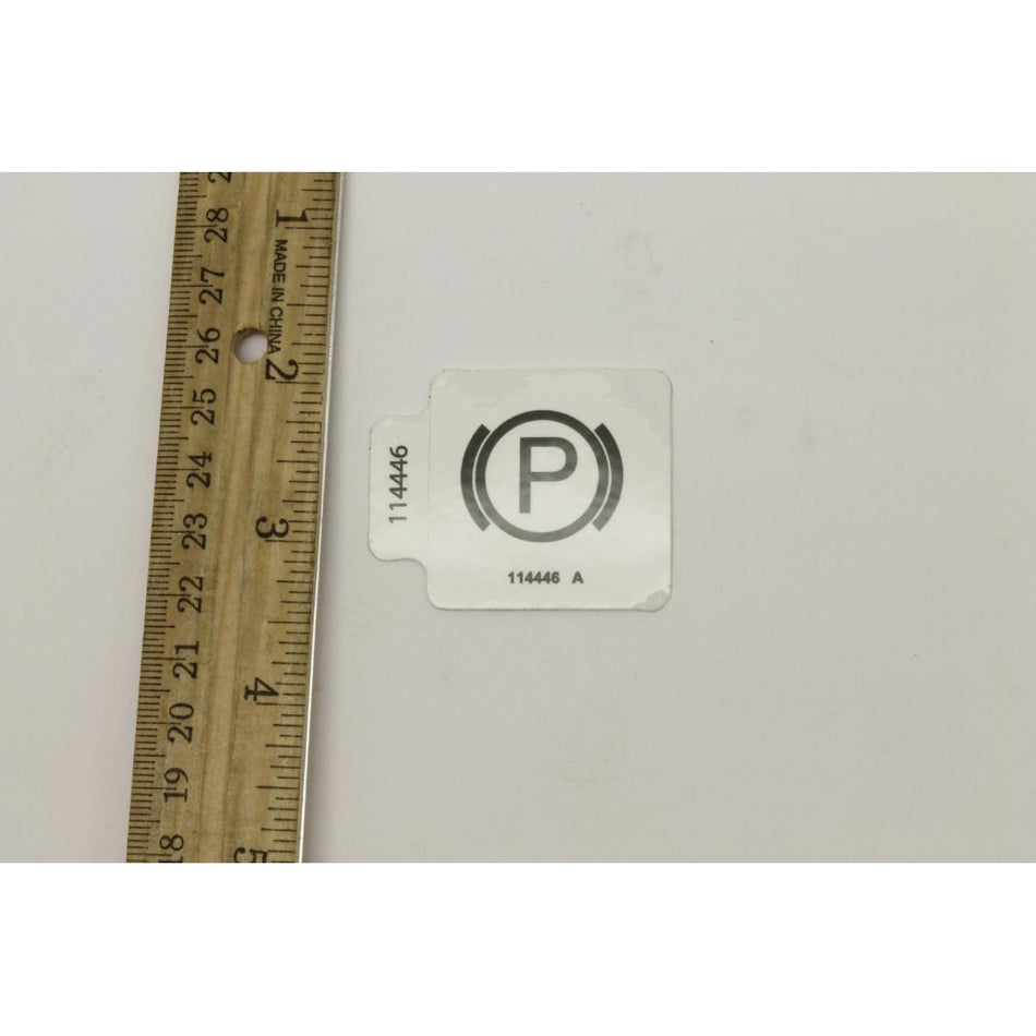 Genie Part # 114446. 114446GT - DECAL.LABEL.PARKING BRAKE