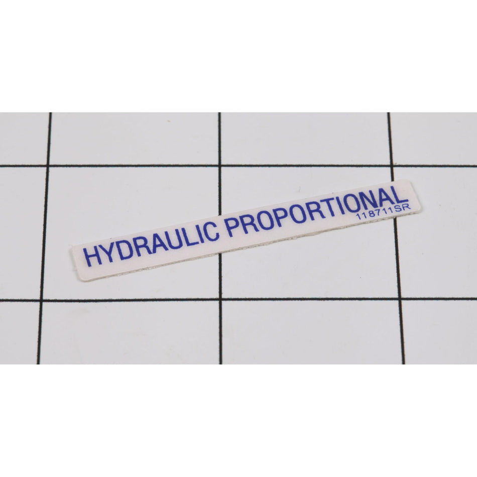 Skyjack Part # 118711 - Label. VL. Hydraulic Proportio
