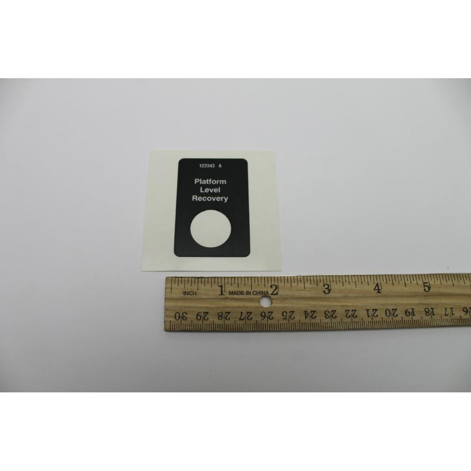 Genie Part # 122343. 122343GT - DECAL. PLAT LVL.RECOVERY
