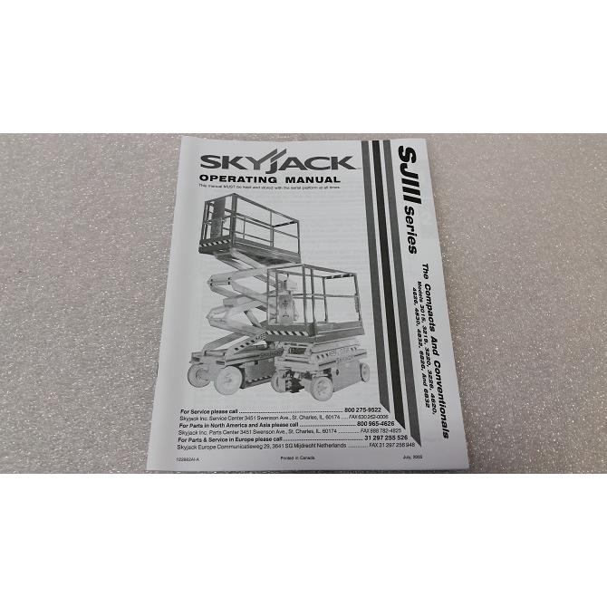 Skyjack Part # 122882 - Manual. SJIII OPER COMP. & CON