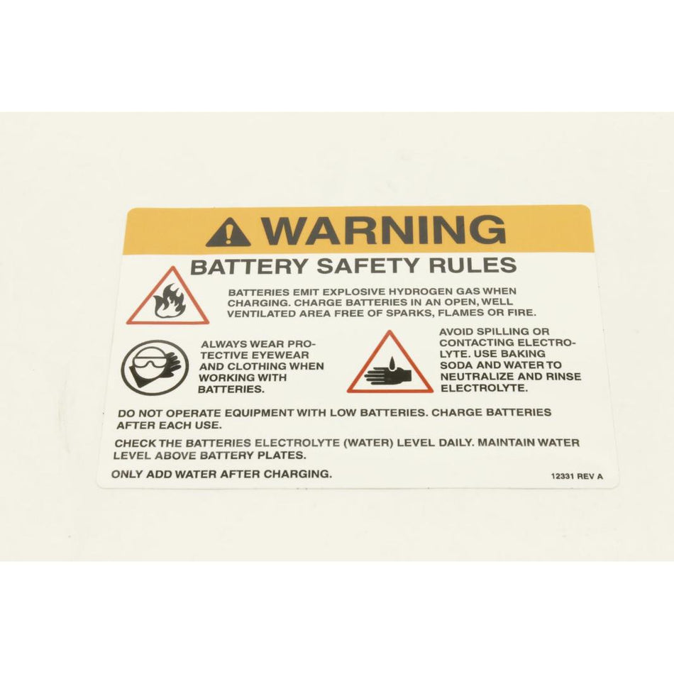 Genie Part # 12331. 12331GT - DECAL. DANGER BATTERY GASBOOM