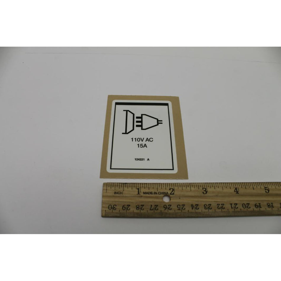 Genie Part # 124221. 124221GT - DECAL. INPUT POWER. 110VAC