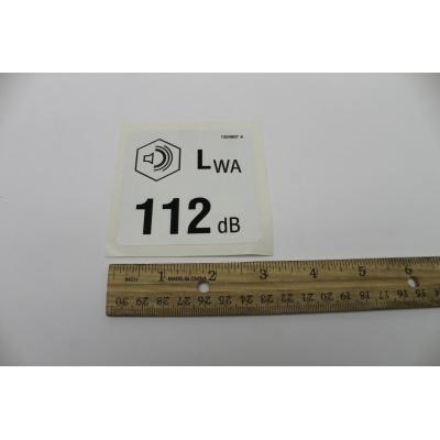 Genie Part # 1254807. 1254807GT - DECAL. LABEL. 112 DB