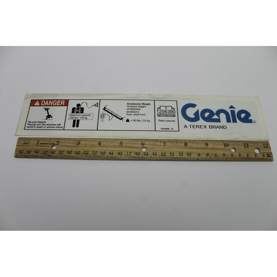 Genie Part # 1256400. 1256400GT - DECAL. TRACK. FALL ARREST BAR. WORD