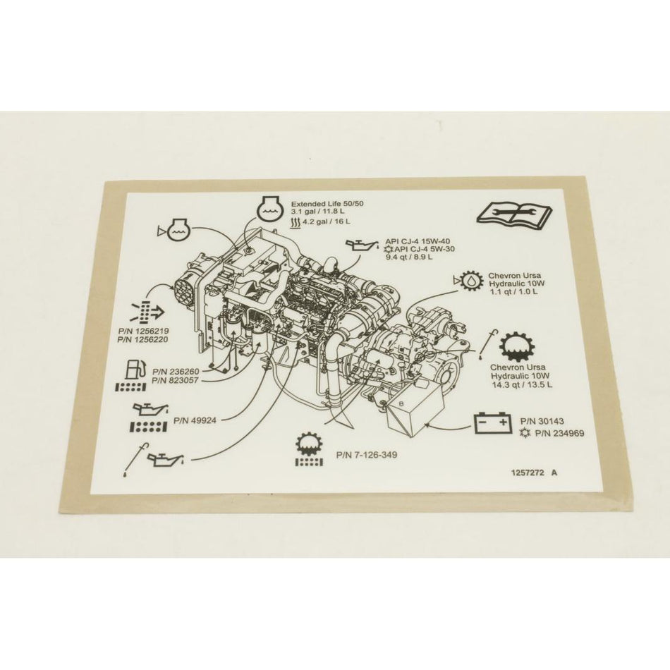 Genie Part # 1257272. 1257272GT - DECAL. GTH636 ENGINE TRAY