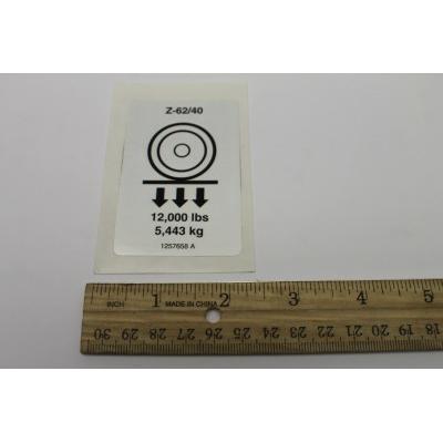 Genie Part # 1257658. 1257658GT - DECAL. WHEEL LOAD. Z62