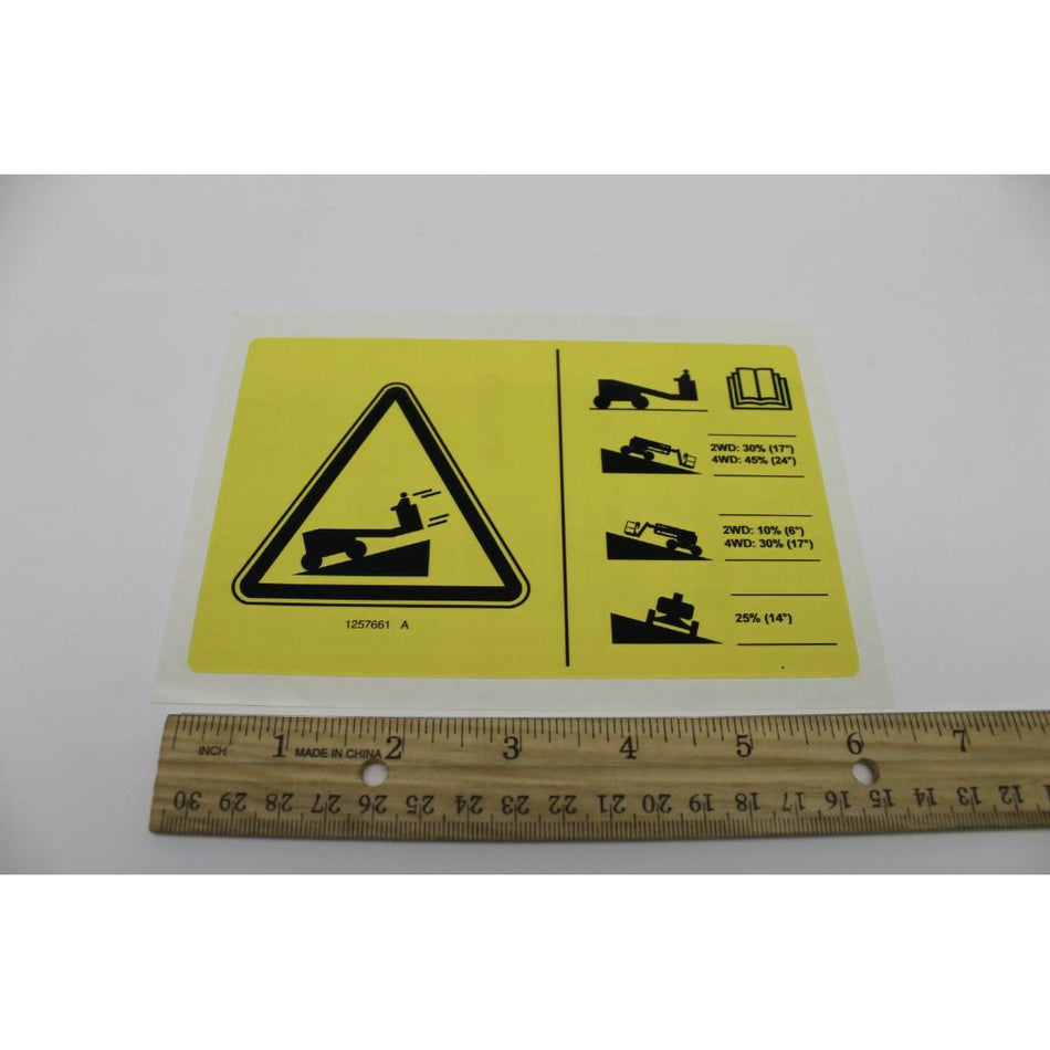 Genie Part # 1257661. 1257661GT - DECAL. SYMBOL. SLOPE RATING. Z62