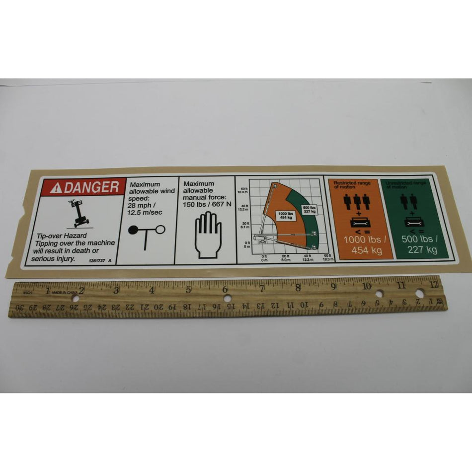 Genie Part # 1261737. 1261737GT - DECAL. INST PLAT CAP 60X. WORD