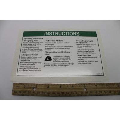 Genie Part # 1262348. 1262348GT - DECAL. OPERATING INSTRUCTIONS. AUS