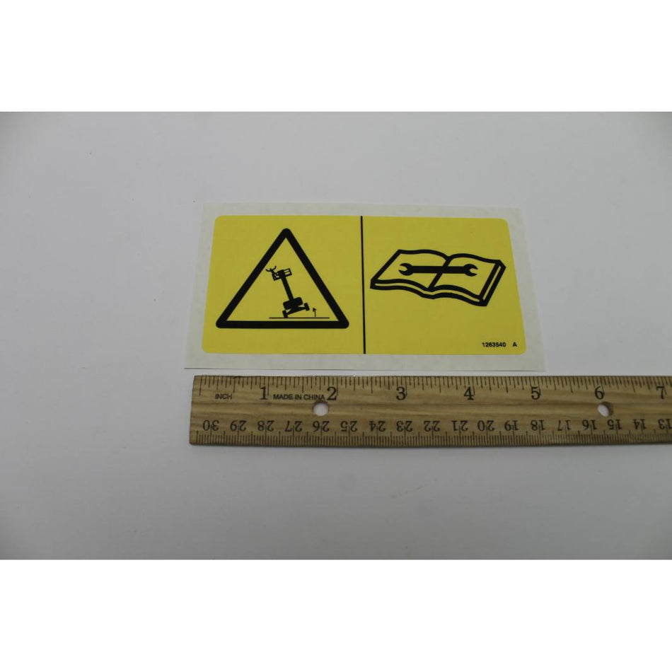 Genie Part # 1263540. 1263540GT - DECAL. TIP OVER HAZARD