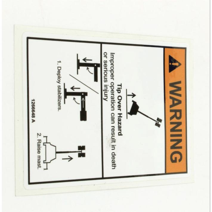 Genie Part # 1266648. 1266648GT - DECAL. WARNING TIP-OVER HAZ