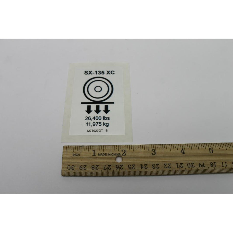 Genie Part # 1273027. 1273027GT - DECAL. WHEEL LOAD. SX135