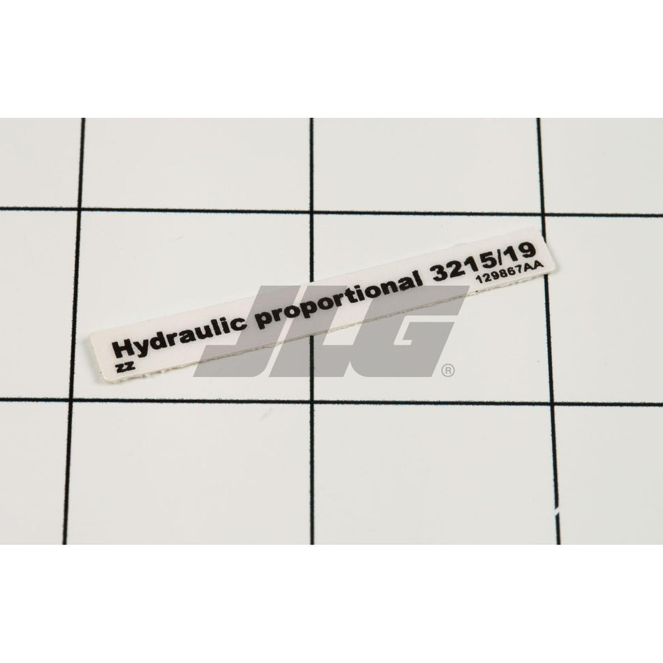 Skyjack Part # 129867 - Label. VL. Hydraulic Proportio