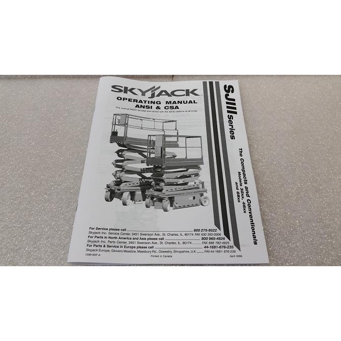 Skyjack Part # 129918 - Manual. Operating. SJIIIB/D/E