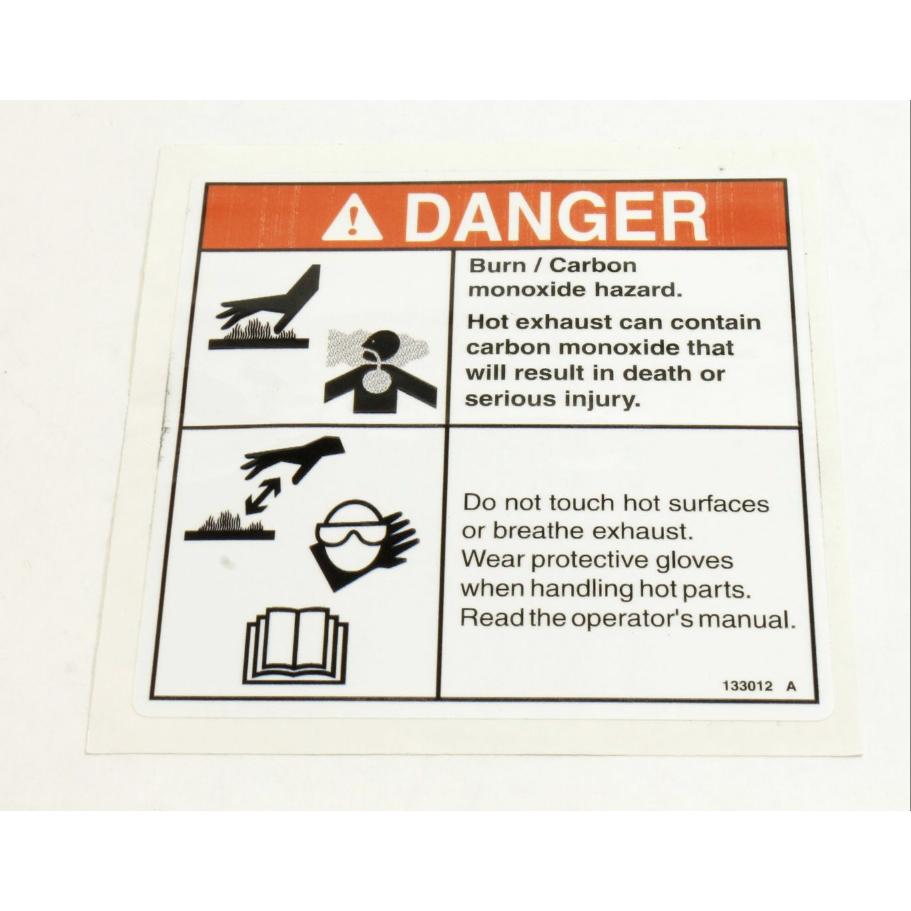 Genie Part # 133012. 133012GT - DECAL. DANGER-BURN/CO HAZARD