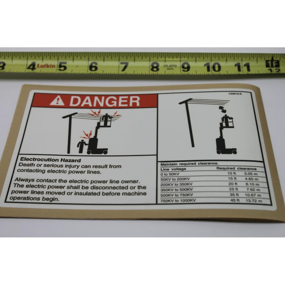 Genie Part # 133013. 133013GT - DECAL.DANGER.ELECTROCUTION.GR