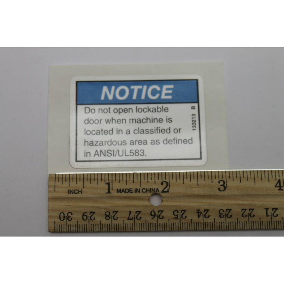 Genie Part # 133213. 133213GT - DECAL.NOTICE-DO NOT OPEN DOOR