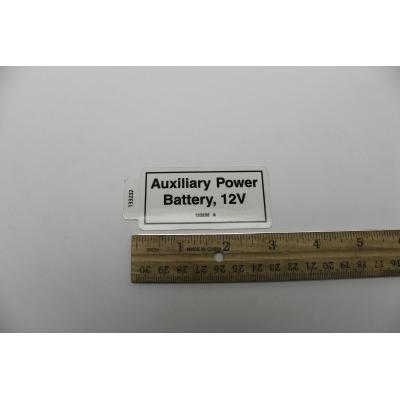 Genie Part # 133232. 133232GT - DECAL.LABEL.AUX BATTERY