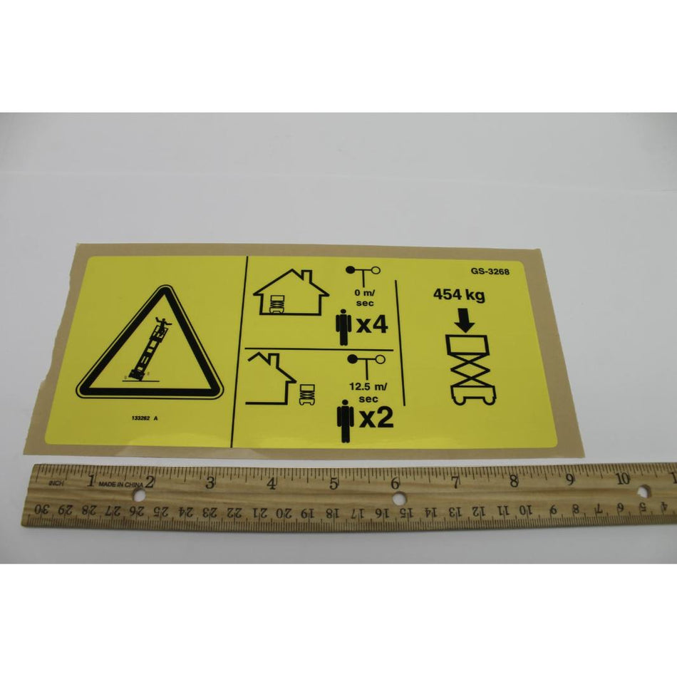 Genie Part # 133262. 133262GT - DECAL. DANGER. MAXCAP CE GS3268