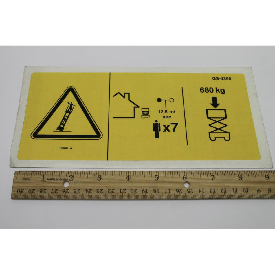 Genie Part # 133265. 133265GT - DECAL. DANGER. MAX CAP CE GS4390
