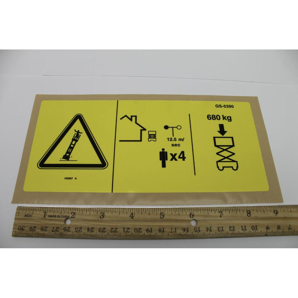 Genie Part # 133267. 133267GT - DECAL. DANGER. MAXCAP CE GS5390*