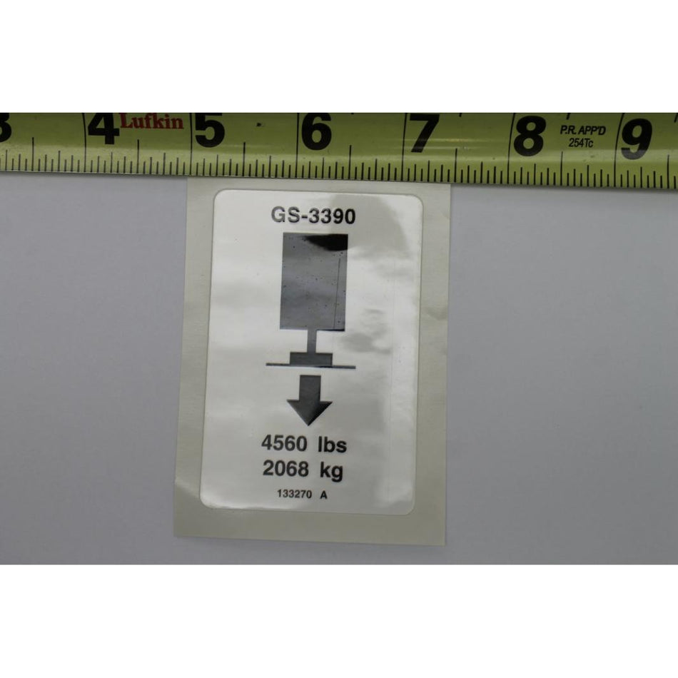 Genie Part # 133270. 133270GT - DECAL.LABEL.OUTRIGGER LD 3390