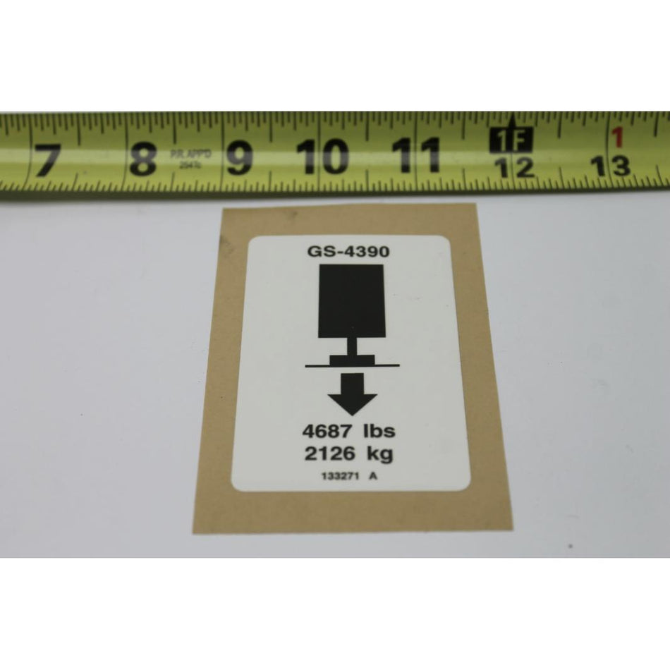 Genie Part # 133271. 133271GT - DECAL.LABEL.OUTRIGGER LD 4390