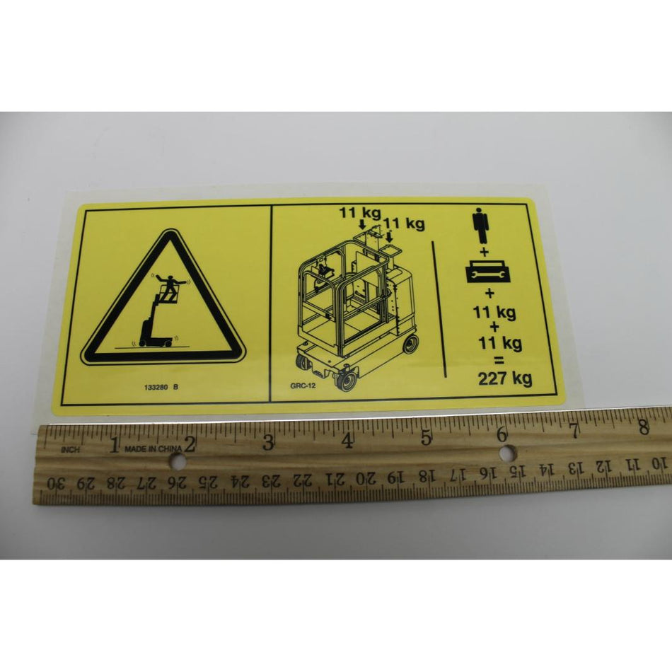 Genie Part # 133280. 133280GT - DECAL-DANGER. MAX CAP-TRAY. SYM