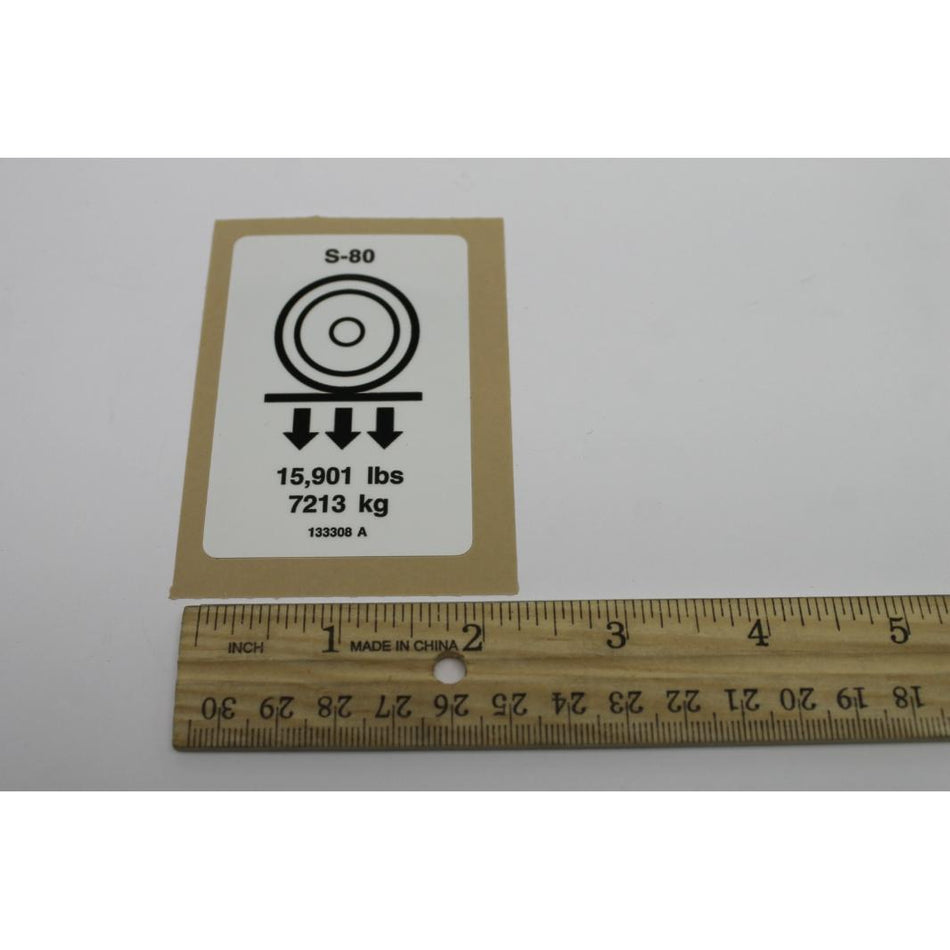 Genie Part # 133308. 133308GT - DECAL.LABEL.WHEEL LOAD S80