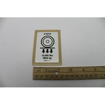 Genie Part # 133474. 133474GT - DECAL.LABLE WHEEL LOAD Z60