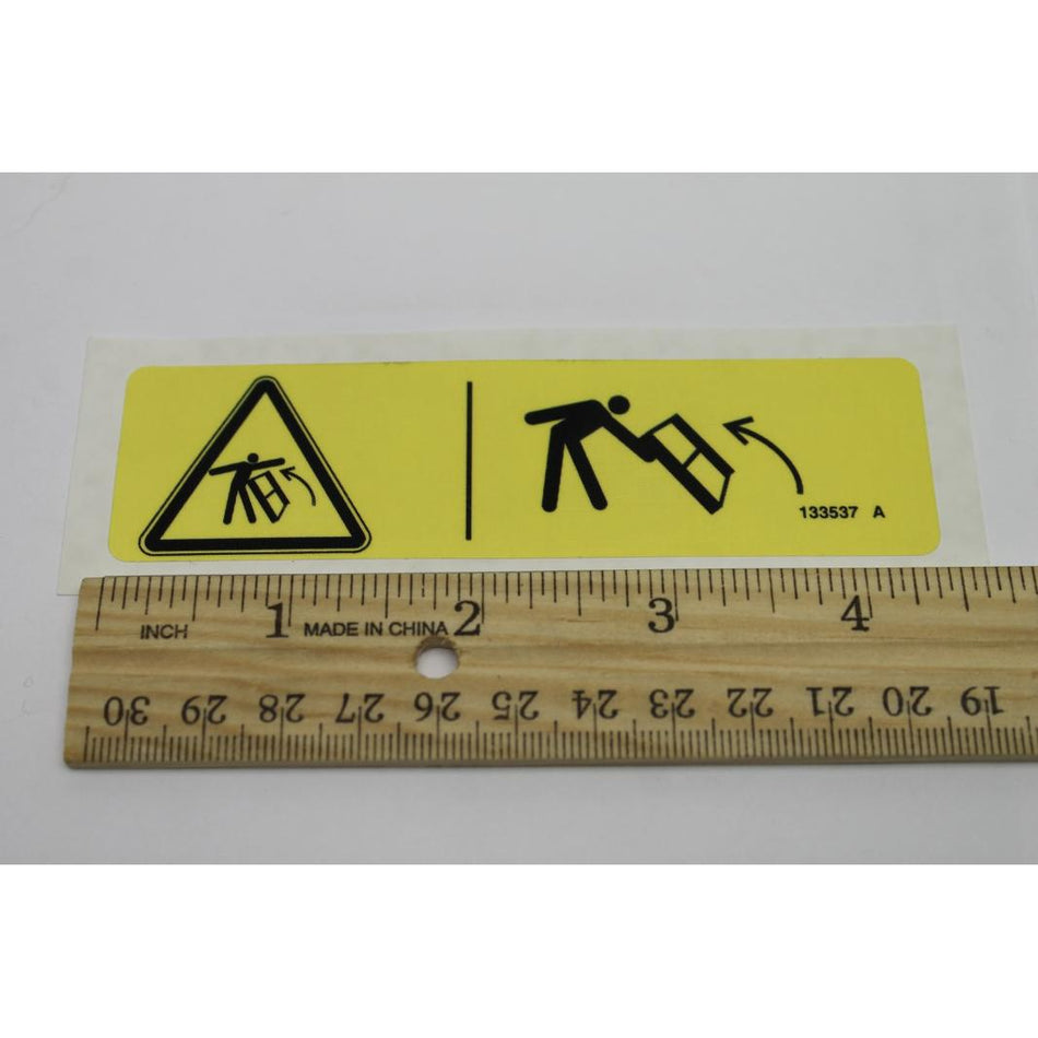 Genie Part # 133537. 133537GT - DECAL. CRUSH HAZ RAILS SYMB