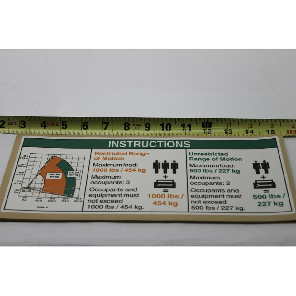 Genie Part # 147606. 147606GT - DECAL. INST PLAT CAP S80X