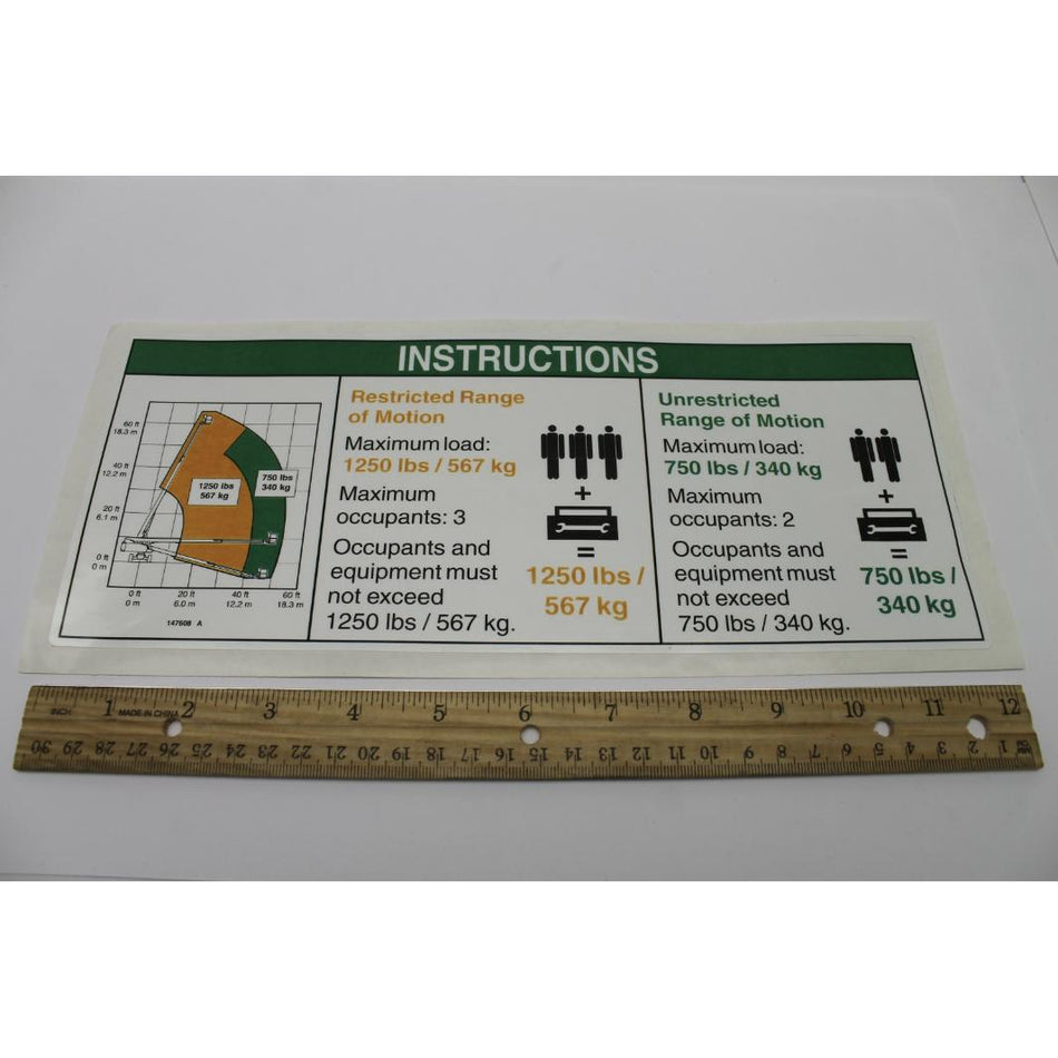 Genie Part # 147608. 147608GT - DECAL. INST PLAT CAP 60XC