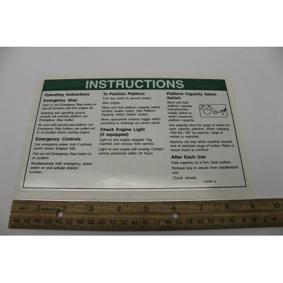 Genie Part # 147796. 147796GT - DECAL. OPER INST 60XC GRD