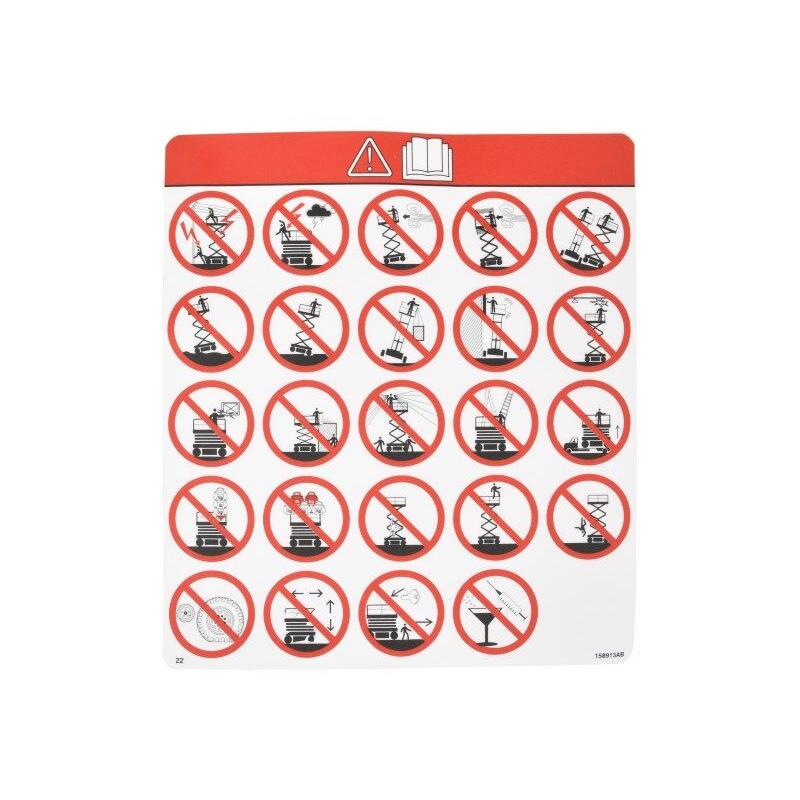 Skyjack Part # 158913 - Label. VL. Warning Hazards